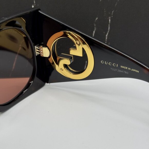 NEW GG1254S 002 GUCCI BUTTERFLY HAVANA BROWN WOMEN GUCCI SUNGLASSES - Picture 11 of 12